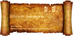 Ulrich Barakony névjegykártya